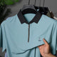 Turbo Zipper Seamless Collar Men's Polo T-Shirt In Light Blue