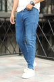 Streetline Edge Turbo Ankle Fit Jeans In Navy Blue