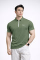 Fergmo Zipper Closure Style Men's Polo Shirt In Olive Green