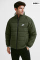 Nke Reversible Double Face Sherpa Imported Puffer Jacket In Olive