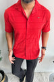 Turbo Knit Craft Crochet Casual Shirt In Red